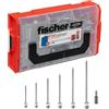Fischer FixTainer 525x Viti per Legno Torx PowerFast FPF II CTP, Include 2 Inserti per Avvitatore, Filetto Parziale, Autofilettanti, Testa Svasata, 562272