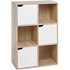 Mondeer Libreria Scaffale in Legno, Libreria a 6 Cubi con 3 Porte, Adatto per Uffici Studio Soggiorno, 60 x 30 x 90 cm Bianco e Legno