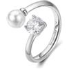 BROSWAY Anello affinity regolabile in acciaio con zirconi e perla bianca
