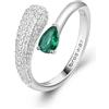 BROSWAY Anello fancy in argento e zircone verde e pavè di zirconi bianchi