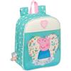 safta PEPPA PIG PRETTY FLOWERS - Zaino per bambini, zaino per la scuola, adattabile al carrello, ideale per l'asilo, comodo e versatile, qualità e resistenza, 22 x 10 x 27 cm, Menta/Giallo Pastello, M,