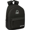 safta BENETTON BASICS NERO - Zaino per laptop da 14,1", ideale per giovani di diverse età, comodo e versatile, qualità e resistenza, 31 x 16 x 41 cm