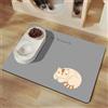 Surwin Tappetino Ciotola Assorbente per Cani e Gatti, Tappetino Sottociotola Cane Antiscivolo Asciugatura Rapida, Prova di Fuoriuscita per Cibo e Acqua, Facile da Pulire (Gattino Grigio 6,30x40cm)