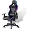 Xantron® Sedia da gioco ergonomica con illuminazione RGB - portata 150 kg/sedia da gioco in nero con pelle in PVC/sedia da gioco regolabile con molla a gas/sedia da gioco/sedia da gioco