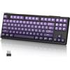 MAMBASNAKE M87 TKL: Tastiera da gioco wireless con 87 tasti, doppia modalità (Bluetooth/2,4 GHz), batteria da 4000 mAh, tastiera a membrana con illuminazione RGB a tema arcobaleno, colore viola