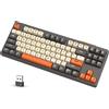 ATTACK SHARK Tastiera da gaming meccanica ATTACK SHARK X FREEWOLF M87, 80% senza fili, con membrana, sensazione meccanica, SA, PBT, RGB, compatibile con BT/2,4 GHz, batteria da 4000mAh, per Mac/Windows, silenziosa, ideale per ufficio/gaming, layout …