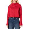 Amazon Essentials Camicia Oversize Corta in Popeline di Cotone Elasticizzato con Bottoni Donna, Rosso, L