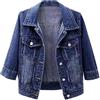 Nidddiv Piumino da donna con maniche a 3/4, colorato, in denim, leggero e leggero, jeans lungo, BU1., XL