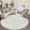 PureCozy Tappeto Rotondo 150cm Beige Lavabile | Antiscivolo, Moderno, Astratto, Naturale, Rotondi, Cameretta, Scendiletto, Camera da Letto, Ufficio, Pelo Corto, Tondo