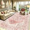 WUTONG Rosa Tappeto Salotto Orientale Vintage 200x250 cm, Pelo Corto Grande | Lavabile in Lavatrice e Antiscivolo, Classico per Soggiorno e Sotto Tavolo da Pranzo