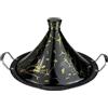 Royal Swiss Tajine 38 cm 6 L Piatto Tajine Marocchino con coperchio in porcellana e fondo inox, valvola a vapore, compatibile con induzione Gas Elettrico in vetroceramica Forno, Nero Oro