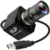 ELP Zoom Web Camera con obiettivo varifocale 5-50 mm, Plug and Play, fotocamera USB per PC, laptop, computer, desktop, conferenze, studio (1944P MI5100 sensore webcam)