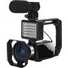 NGDVJEXPHUKS Videocamera, Full 4K UHD Digital Camera Stream Vlog Camcorder Videoregistratore digitale 18X 48MP Webcam Time Lapse(No SD Card,Kit 1)