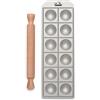 Marcato Stampo per Ravioli, Forme per Ravioli, Alluminio, Mattarello in Legno Incluso, Preparazione Facile, Design Elegante, RA-T55X12-CLS