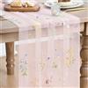 Artoid Mode Tulle rosa con ricamo erba fiori selvatici primavera runner 70 x 300 cm, decorazione da tavolo per interni vacanza decorazione festa
