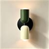 ZTWLEED Applique da Parete Interno,Lampada da Parete 2 Flamme E27 20CM | Illuminazione Verso L'alto e Verso il Basso per Soggiorno Balcone Scala Ufficio Camera dei bambini Toeletta,Verde e Crema