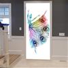 A.Monamour Adesivo Porta Autoadesiva Silhouette Di Una Donna Che Balla Balletto Piume Di Pavone Colorate Vinile PVC Adesivi per Porte Interne 3D Pellicola Adesiva Poster Sticker Murale Decorazione