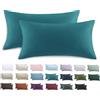 Tifschlaf Set di 2 federe per cuscino 40 x 80 cm, 40 x 80 cm, colore turchese con chiusura lampo, in microfibra morbida, 40 x 80 cm
