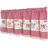 Dreamskull - Tendina da cucina, stile rustico, corta, opaca, con asta, con fiori, pizzo e quadretti, larghezza 150 cm