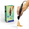 3Doodler Flow - Penna per stampa 3D per adolescenti, adulti e creatori, colore: nero, con filamenti di ricarica gratuiti + stencil book + guida introduttiva