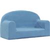 vidaXL Divano per Bambini a 2 Posti Blu in Morbido Peluche