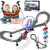 EFFILUMLUX Piste Corsa Elettriche, Illuminato Pista Macchinine Piste Auto Bambini - 4 LED Macchine, Spina, 360° Cerchio, Comandi, Contatore, Piste Corsa Bambini 3 4 5 6 7 8 Anni Giocattoli Regali (S)