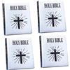 Besportble 4 Pezzi Mini Bibbia per Casa delle Bambole in Carta | Forma Realistica Pagine Apribili, Finitura Argento, Accessori per Mini Stanza e Tavolino