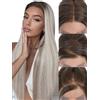 FAVE Parrucca Lace Front HD 13x4, Liscia Lunga Grigio Cenere Ombré Donna | Parrucca lace front senza colla pre-rasata. Fibra sintetica termoresistente adatta per ogni occasione