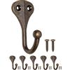 Fuxxer 5 ganci appendiabiti classici in ottone bronzo, 62 x 31 mm, set da 5 pezzi