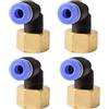 ANGEEK set da 4 pezzi, 4 mm - 1/4, raccordi pneumatici a gomito a 90° con filettatura interna PT, adatti per il collegamento rapido di tubi flessibili, accessori compressori d'aria