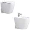 LANERI MOON Coppia Sanitari A Terra Dimensioni ridotte 51,5 cm, Rimless Senza Brida Coprivaso Soft-Close Incluso, set completo, curva tecnica inclusa