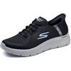 Skechers Uomo Go Walk Flex Hands UP Scarpe da Allenamento, Black And Grey Textile/Synthetic, 43 EU