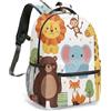 Generic Zaino per la scuola per bambini, motivo animali della giungla, 40,6 cm, stampa completa, giraffa, scimmia, leone, ippopotamo, coccodrillo, koala, foresta tropicale, cartone animato, 05, L, Casual