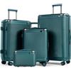Tavoxda Valigia da viaggio, bagaglio a mano, valigia rigida, set di valigie, verde, Set da 4 pezzi, Classico