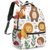 Generic Zaino per la scuola per bambini, motivo animali della giungla, 40,6 cm, stampa completa, giraffa, scimmia, leone, ippopotamo, coccodrillo, koala, foresta tropicale, cartone animato, 09, L, Casual
