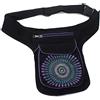 furein Marsupio in tessuto casual con motivi etnici, 3 tasche con chiusura a zip, taglia unica, tracolla regolabile (18 x 16 x 3 cm) Nero Mb-1 viola
