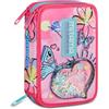 Mitama Astuccio Scuola 3 Scomparti, SUPER TRIPLO BUBBLE DREAMS, Contenuto 47 pz, Completo di Matite, Pennarelli, Portapenne Scuola Elementare Bambina