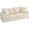 HOMCOM Divano 3 Posti da salotto in Velluto a Coste con 2 Cuscini e Molle Insacchettate, 212x80x88 cm, Bianco Crema | Aosom Italy