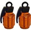 cyclingcolors 2x Cappucci delle valvole cappuccio tappi valvola forma di granata in alluminio Schrader per pneumatici bici moto auto auto quad monopattino, arancione