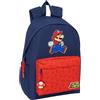 safta SUPER MARIO TRICK - Zaino per laptop da 14,1", ideale per giovani di diverse età, comodo e versatile, qualità e resistenza, 31 x 13 x 43 cm, blu scuro/rosso, M, Casual