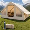 VEVOR Tende Gonfiabili per Campeggio, Tenda Gonfiabile per 5-8 Persone con Pompa a Mano, Tenda da Glamping 300D Oxford 4 Stagioni con Jack per Stufa, 2 Porte e 4 Finestre a Rete, Borsa Portaoggetti