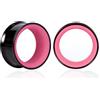 Vankula Dilatatori Lobo Double Flared tunnel dilatatore orecchie Bicolore di Base in Acciaio inossidabile lobi piercing espansori Gioielli Uomo Donna 19mm(3/4) Nero Rosa Fucsia