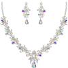Clearine Costume Jewellery Set per Prom Party Goccia Foglia Strass Cristalli Ciondolo Collana e Orecchini Pendenti