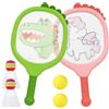 Carreuty Set di racchette per bambini, set di racchette da tennis per ragazzi e | Per bambini all'aperto con 2 racchette in plastica, 2 elastici da tennis e 2 palline da badminton, per giochi all'aperto