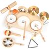 BATTERIA IN LEGNO STRUMENTI MUSICALI PER BAMBINI 1 ANNO 3 PEZZI GIOCO EDUCATIVO