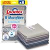 Spontex Panni in microfibra per la pulizia | 8 panni della collezione microfibra | Da usare come spolverini, panni per piatti e asciugamani da cucina | 30 x 30 cm | Colori neutri | Confezione da 8