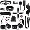 NiKi Kit di Contenimento Bondage BDSM, Set di 23 Sex Toys in Pelle Aggiornati, Accessori per Adulti Coppie con Borsa Portaoggetti, Attrezzi per il Piacere Sessuale Sicuri per Donne e Uomini