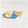 FemousGems Anello Di Fidanzamento Donna Opale Blu In Oro Giallo 14K Artigianale