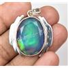 52.10 KT Aurora Opale Pendente Ovale 925 Argento Sterling Design Artigianale
