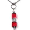 ThurColas Collana donna in acciaio inox con pendente in vetro colorato e strass - design elegante - fatta a mano in Francia (Rosso)